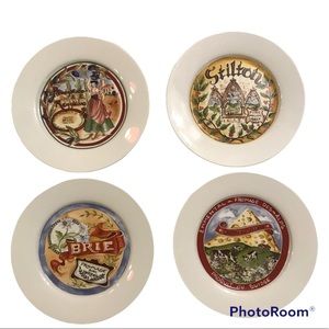 Set Of 4 Vintage Restoration Hardware Cheese/Appetizer Plates 7.5”